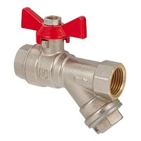 Кран шаровой VALTEC  1/2" со встроенным фильтром, рукоятка бабочка вн.-вн.(VT.293.N.04)