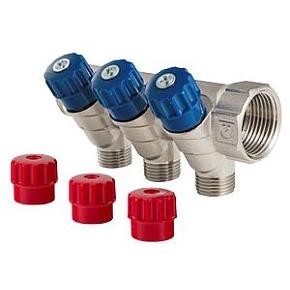 Коллектор VALTEC   1"х3 вых. 1/2" нар.,с регулировочными вентилями, (VTc.560.N.0603)